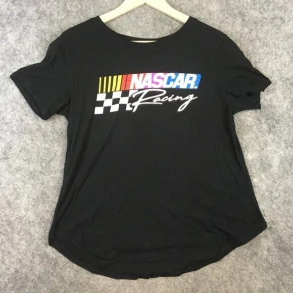 NASCAR T Shirt Womens XL 15 17 Short Sleeve Round Neck Slim Fit Black Racing - Picture 1 of 2